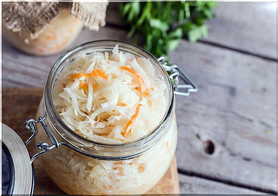 Pot with sauerkraut and parsley