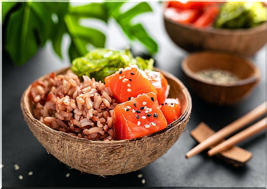 Smoked rice salad