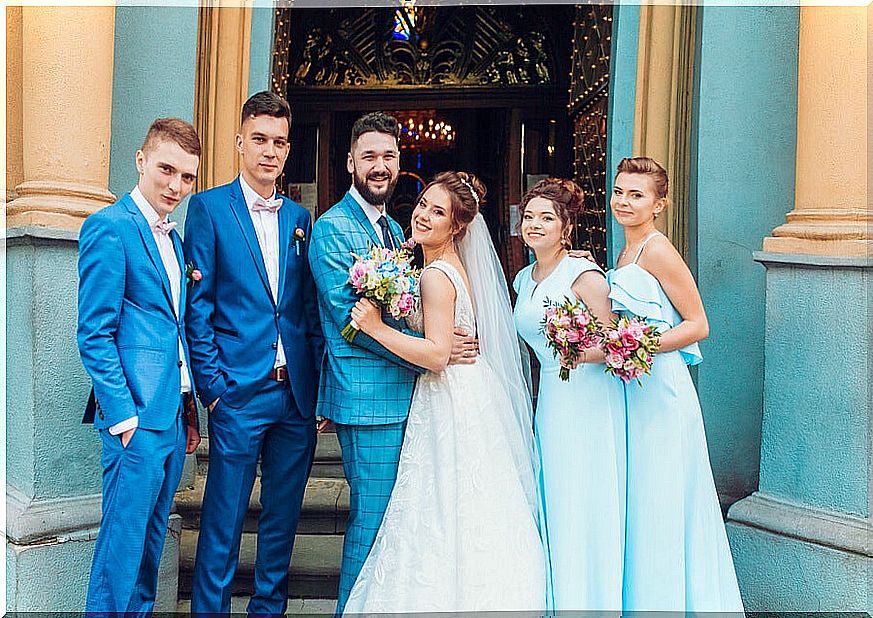 Bride and groom with godparents and witnesses