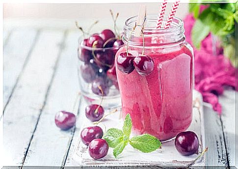 Special smoothie with cherries and pineapple