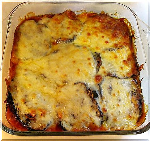 Baked aubergine platter