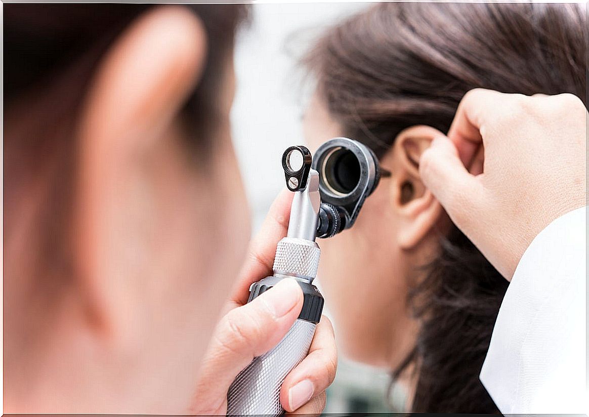 Ear examination by otolaryngologist