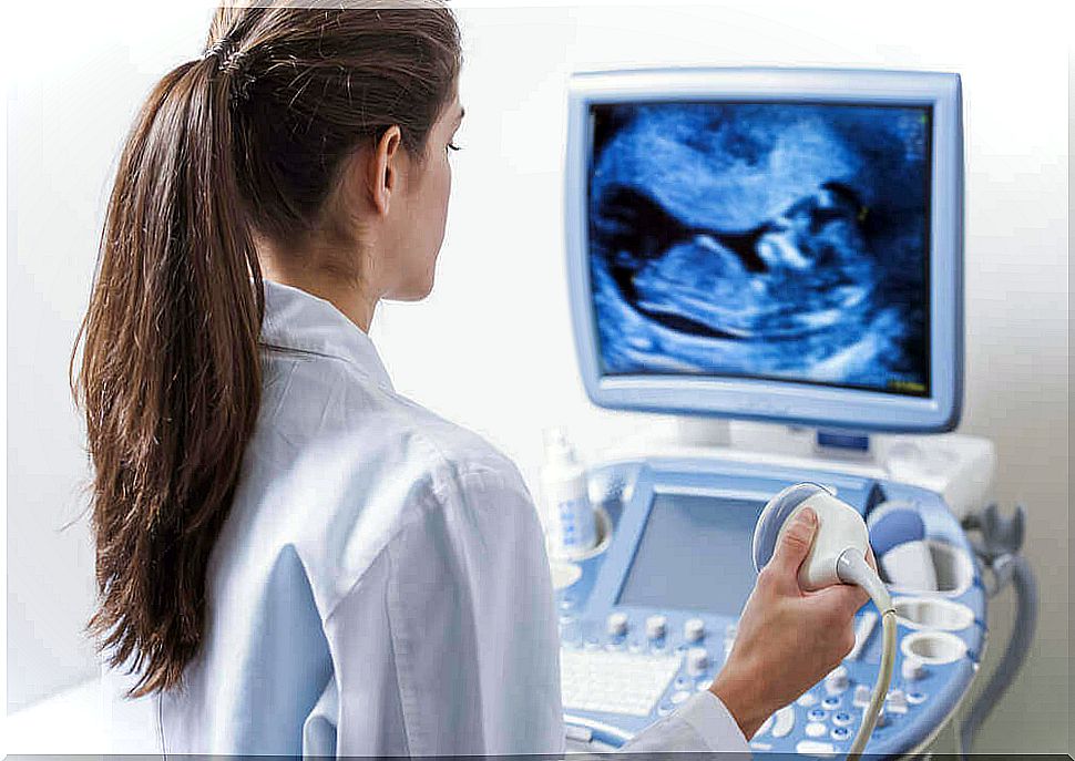 Doctor conducting an ultrasound